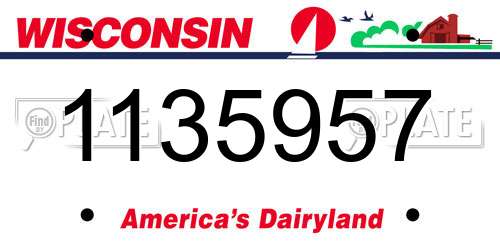 1135957 Wisconsin License Plate