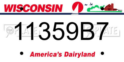 11359B7 Wisconsin License Plate