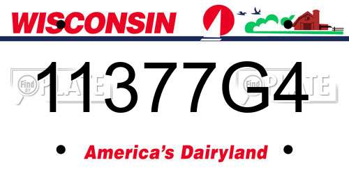 11377G4 Wisconsin License Plate