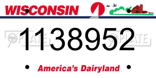 1138952 Wisconsin License Plate