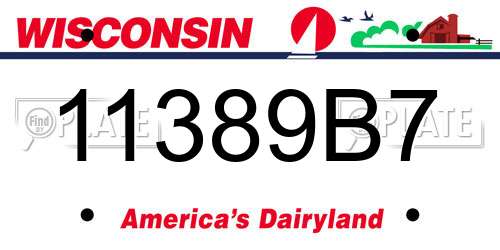 11389B7 Wisconsin License Plate
