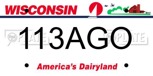 113AGO Wisconsin License Plate
