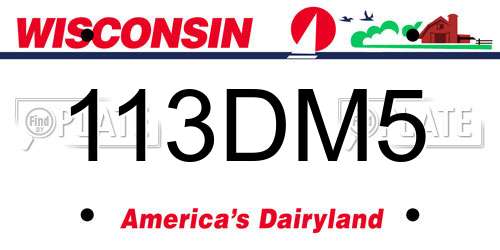 113DM5 Wisconsin License Plate