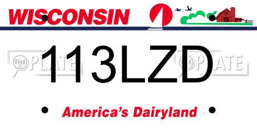 113LZD Wisconsin License Plate