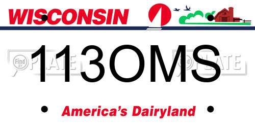 113OMS Wisconsin License Plate