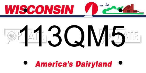 113QM5 Wisconsin License Plate