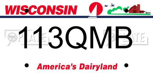 113QMB Wisconsin License Plate