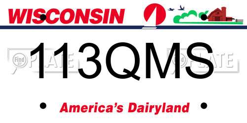 113QMS Wisconsin License Plate
