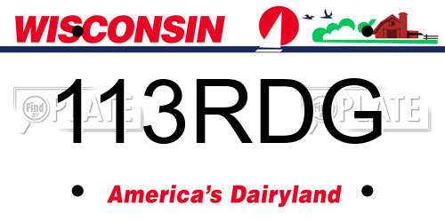 113RDG Wisconsin License Plate