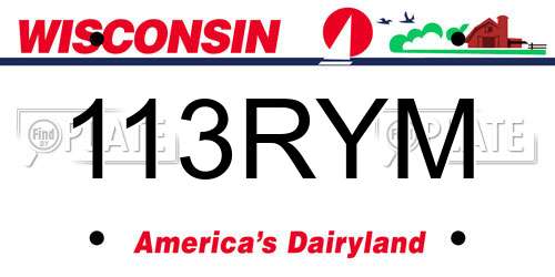 113RYM Wisconsin License Plate
