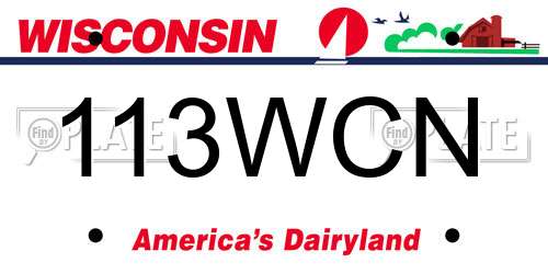 113WCN Wisconsin License Plate