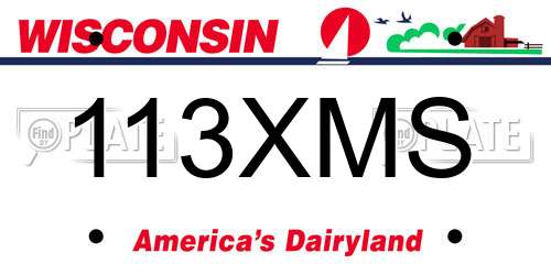 113XMS Wisconsin License Plate