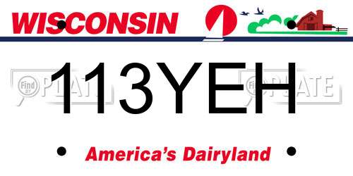 113YEH Wisconsin License Plate