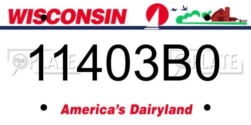 11403B0 Wisconsin License Plate