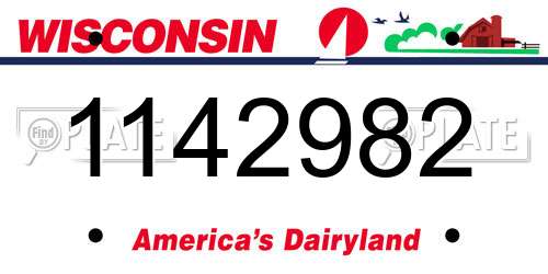 1142982 Wisconsin License Plate
