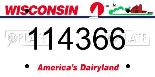 114366 Wisconsin License Plate