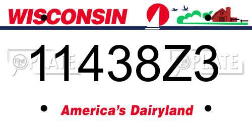 11438Z3 Wisconsin License Plate