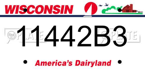 11442B3 Wisconsin License Plate