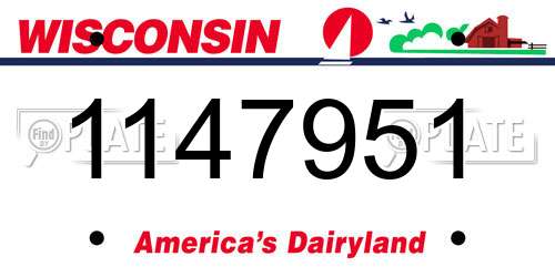 1147951 Wisconsin License Plate