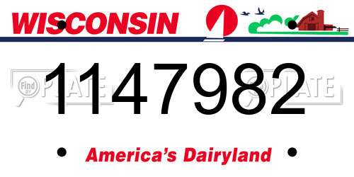 1147982 Wisconsin License Plate