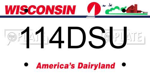 114DSU Wisconsin License Plate