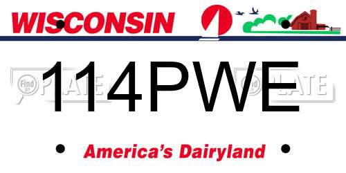 114PWE Wisconsin License Plate