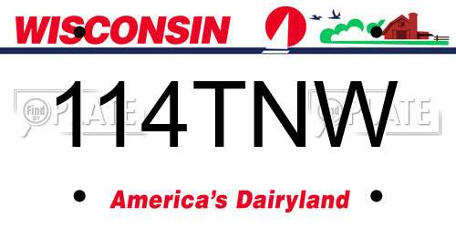 114TNW Wisconsin License Plate