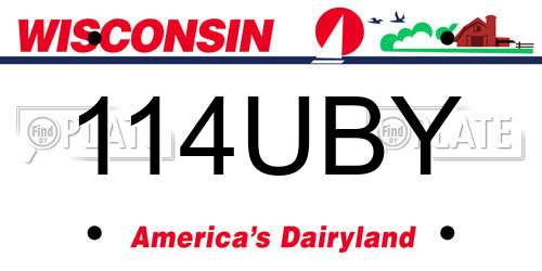 114UBY Wisconsin License Plate