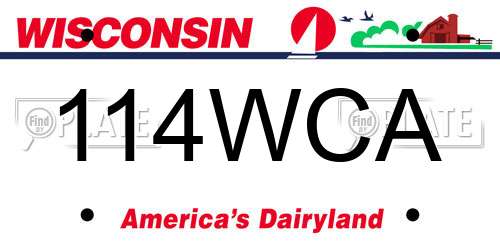 114WCA Wisconsin License Plate