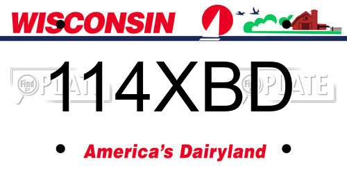 114XBD Wisconsin License Plate