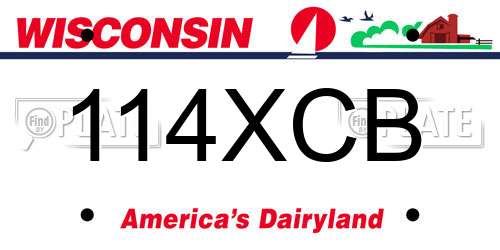 114XCB Wisconsin License Plate