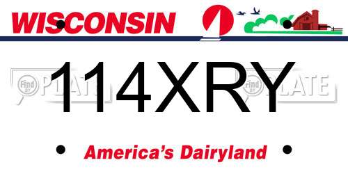 114XRY Wisconsin License Plate
