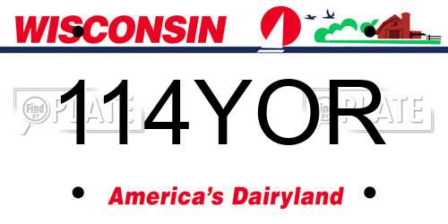 114YOR Wisconsin License Plate