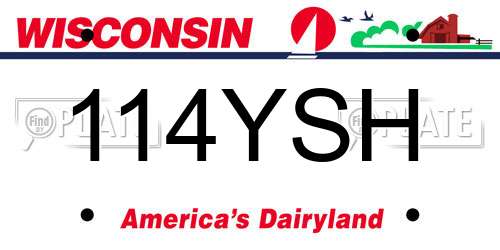 114YSH Wisconsin License Plate