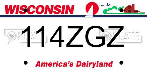114ZGZ Wisconsin License Plate