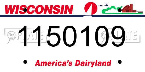 1150109 Wisconsin License Plate