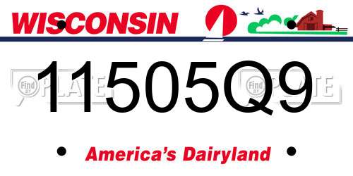 11505Q9 Wisconsin License Plate