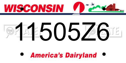 11505Z6 Wisconsin License Plate