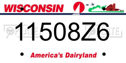 11508Z6 Wisconsin License Plate