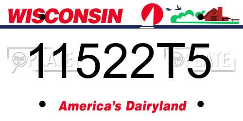 11522T5 Wisconsin License Plate