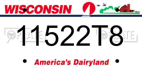 11522T8 Wisconsin License Plate