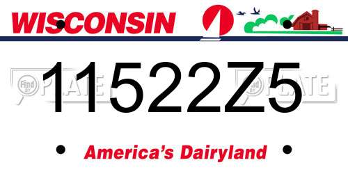 11522Z5 Wisconsin License Plate