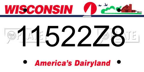 11522Z8 Wisconsin License Plate