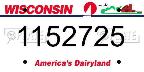 1152725 Wisconsin License Plate