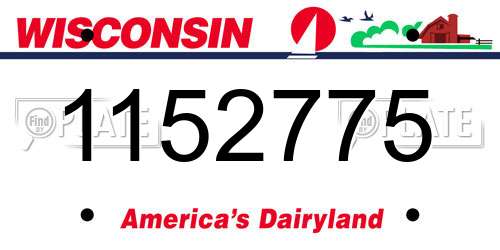 1152775 Wisconsin License Plate