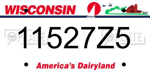 11527Z5 Wisconsin License Plate