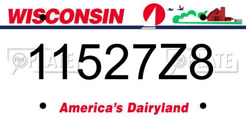 11527Z8 Wisconsin License Plate