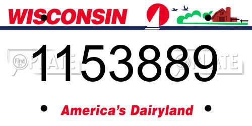 1153889 Wisconsin License Plate