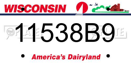 11538B9 Wisconsin License Plate