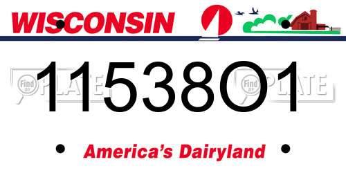 11538O1 Wisconsin License Plate
